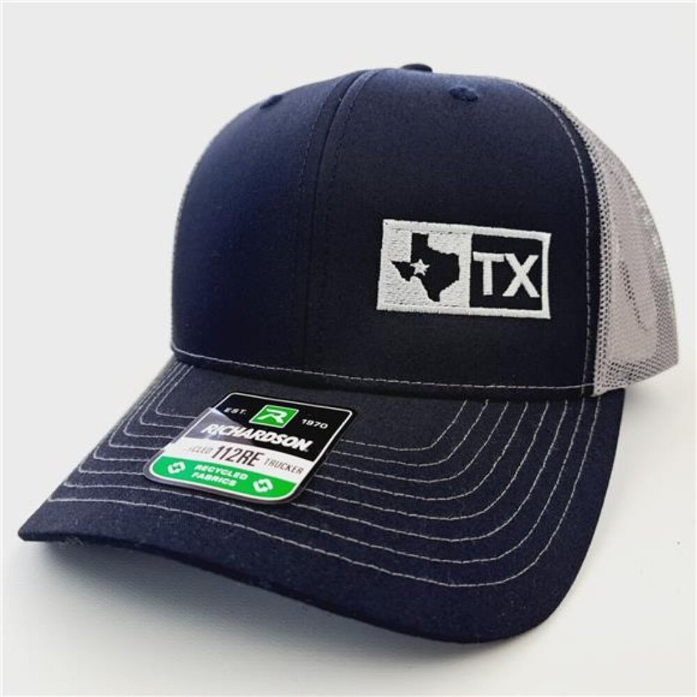 Retro Texas State Richardson 112 Trucker Cap Hat Mesh Snapback Black & Gray